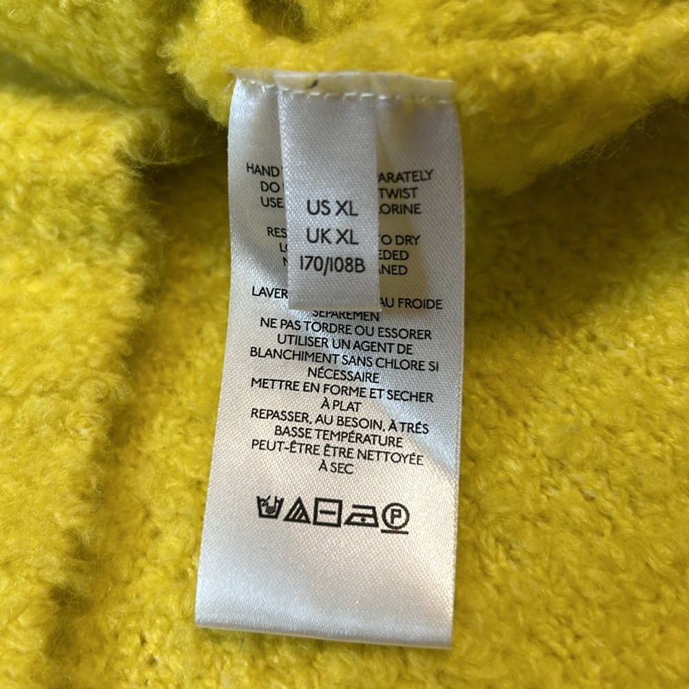 PILCRO XL Teddy V-Neck wool blend tunic sweater in bright yellow by Anthro - Picture 7 of 10